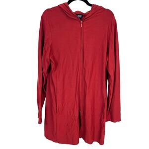 Eileen Fisher Burnt Orange Long Zip Hoodie